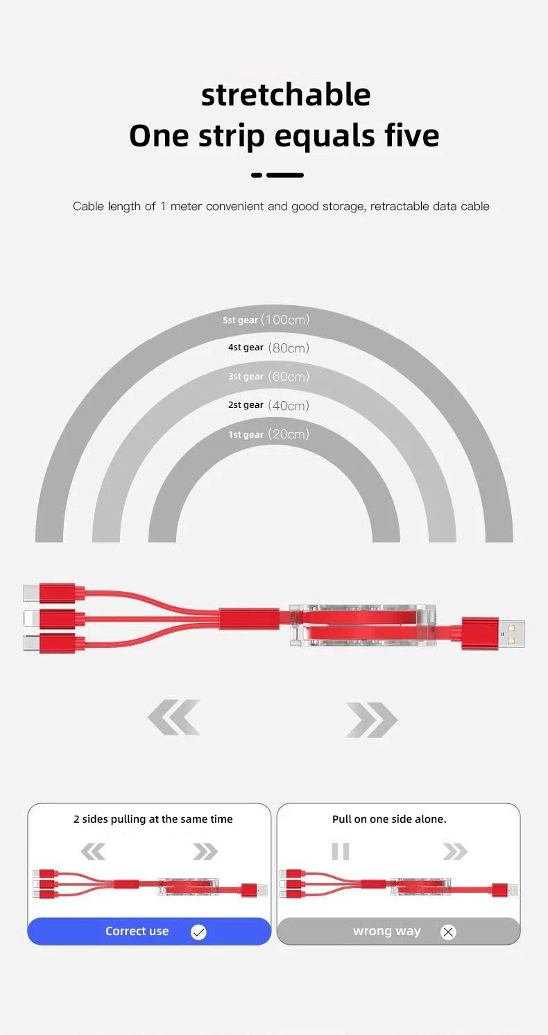 3 In 1 Data Cable Scalable Phone Fast Charging Cable Car Accessories For Alfa Romeo Giulietta Mito Giulia Stelvio Brera 147 156