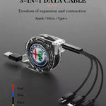 3 In 1 Data Cable Scalable Phone Fast Charging Cable Car Accessories For Alfa Romeo Giulietta Mito Giulia Stelvio Brera 147 156