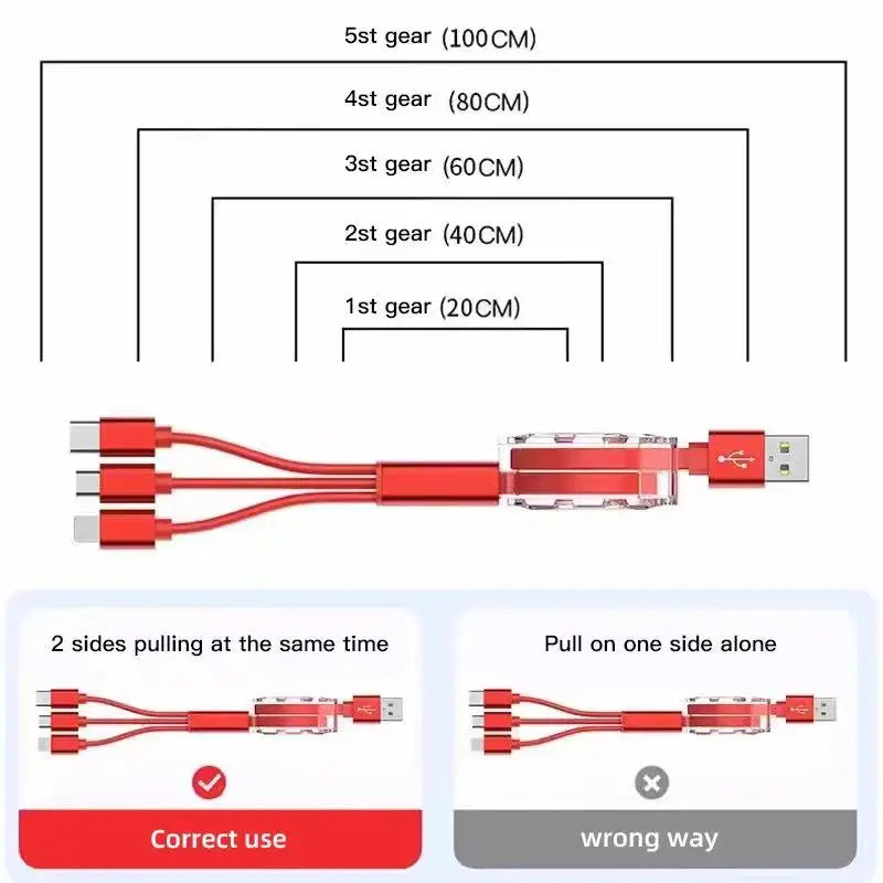 3 In 1 Data Cable Scalable Phone Fast Charging Cable Car Accessories For Alfa Romeo Giulietta Mito Giulia Stelvio Brera 147 156