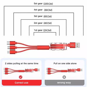 3 In 1 Data Cable Scalable Phone Fast Charging Cable Car Accessories For Alfa Romeo Giulietta Mito Giulia Stelvio Brera 147 156